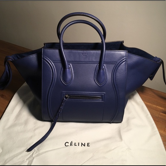 Celine Handbags - Authentic CELINE Blue Leather Medium Phantom